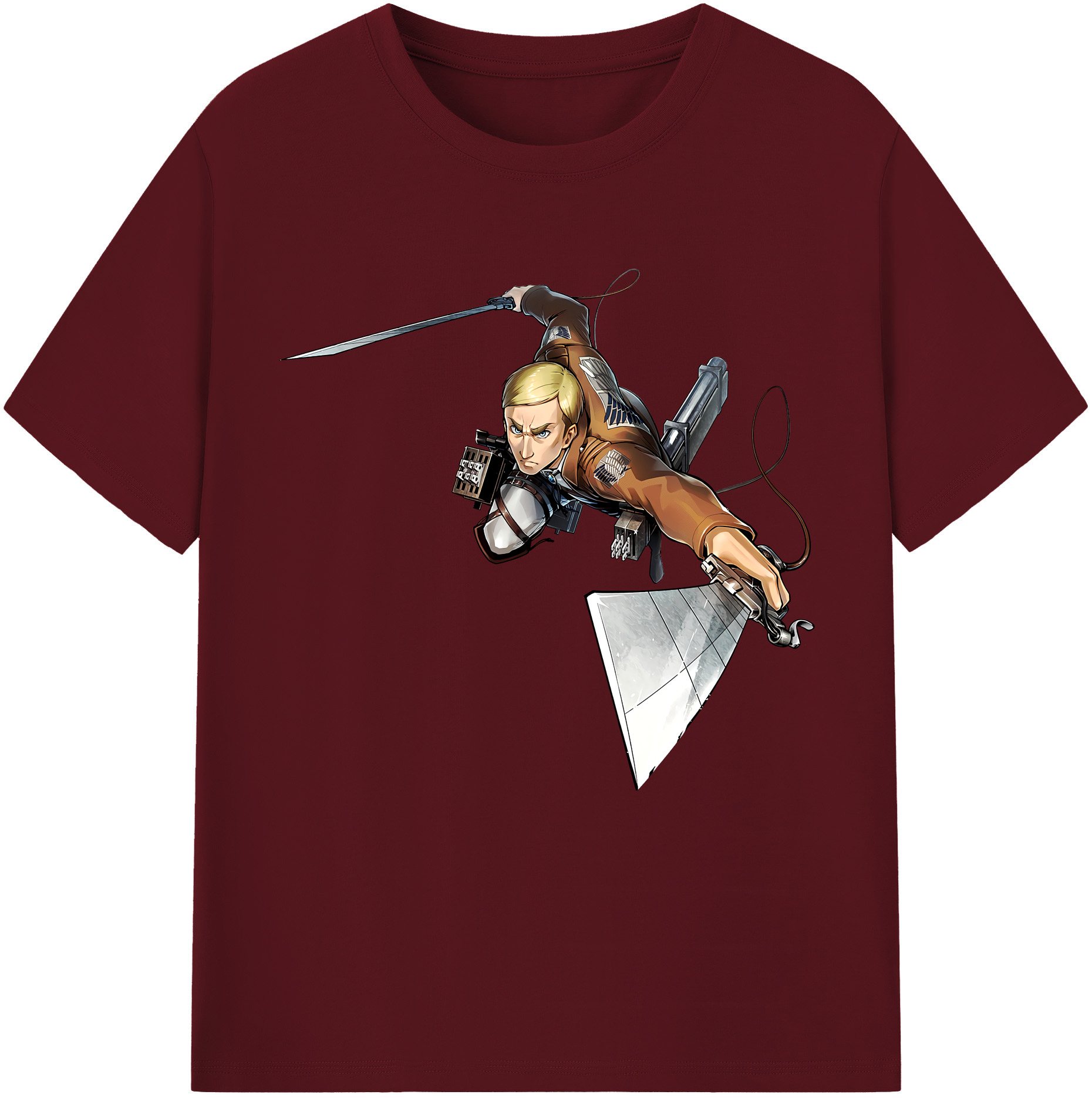 （画像用） 進撃の巨人 エルヴィン・スミス Attack on Titan Erwin Smith 綿100％半袖Tシャツ（フロントプリント）